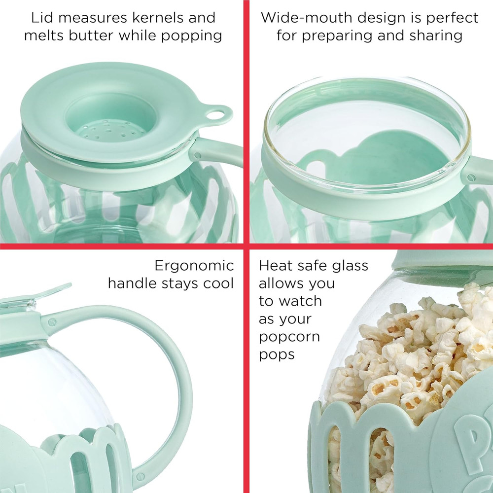 Ecolution Patented Micro-Pop Microwave Popcorn Popper with Temperature Safe Glas