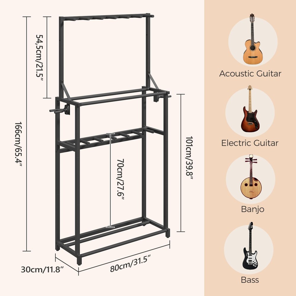 Guitar Stand, Multiple Guitar Rack Holder for Various Instruments, Multi-Inst...