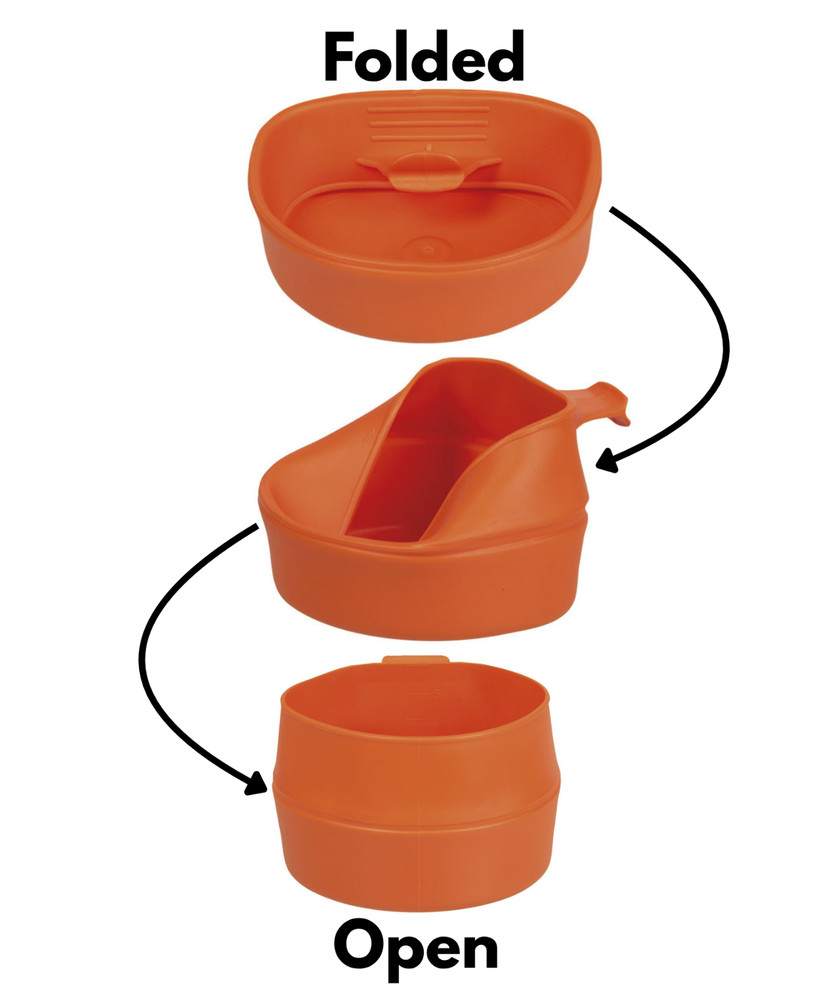 Wildo FOLD-A-CUP Collapsible Foldable Drinkware Cup Bushcraft Mug - ORANGE 600ml