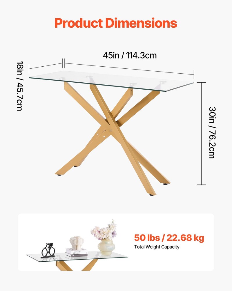 [New]Glass Coffee Table,Modern Rectangle Sofa Side Table w/Tempered Glass Top &