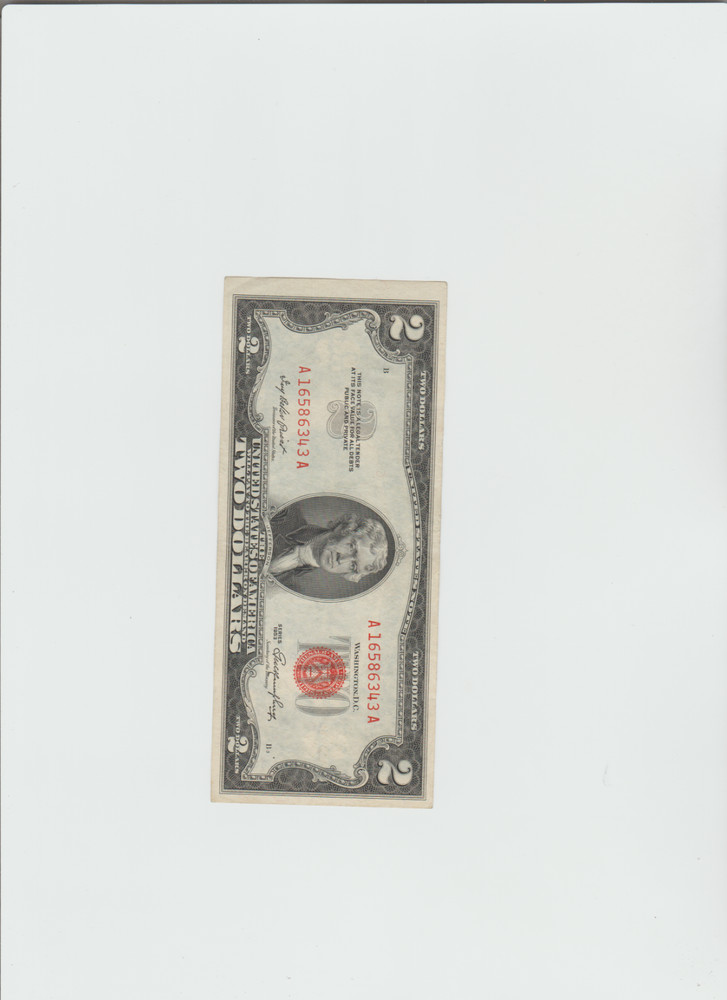 1953 $2 Red Seal Note in lightly circulated condition.