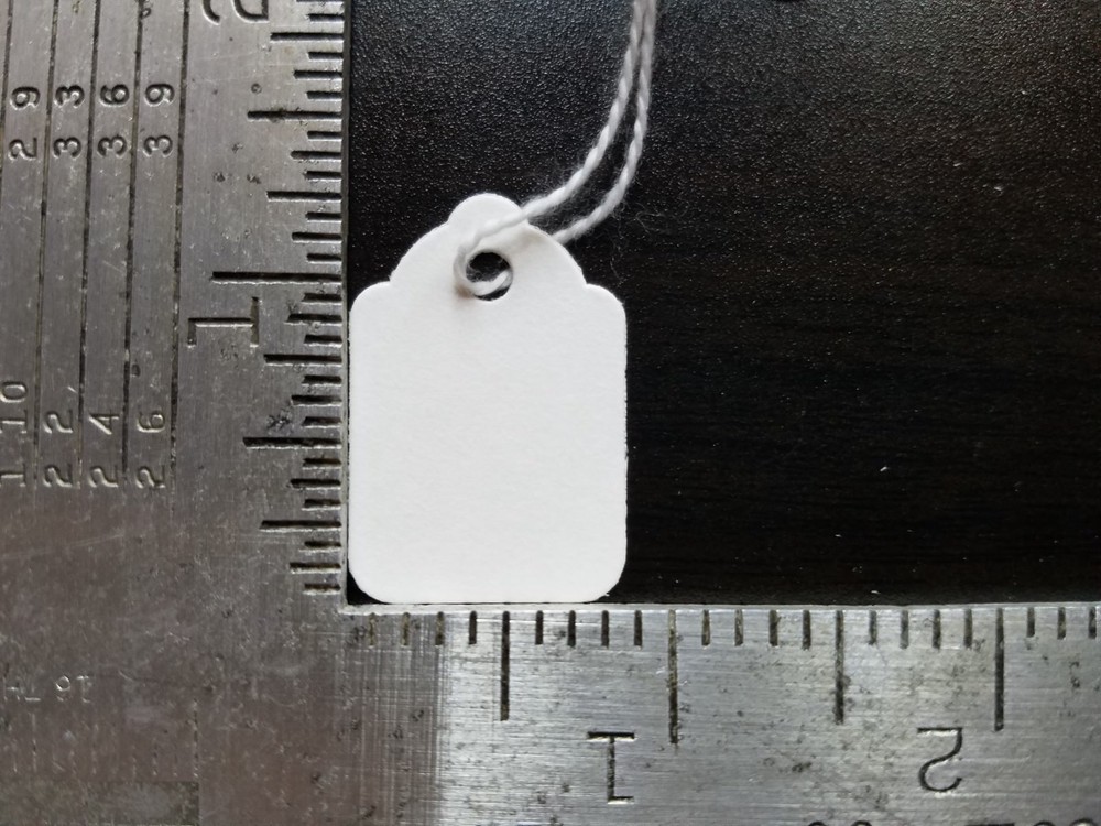 1000 Blank White Merchandise Price Tags with Strings Size #3 Retail Strung Label