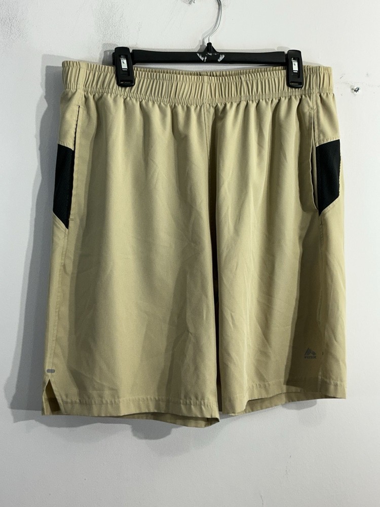 Mens RBX Performance Pullon Athletic Shorts Large Tan Elastic Waist
