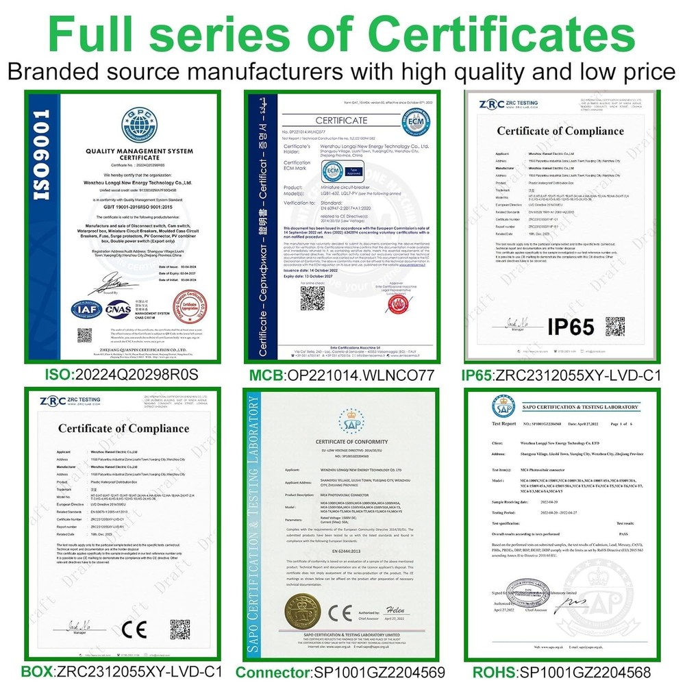 32A Solar Panel Disconnect Switch with Waterproof Circuit Breaker