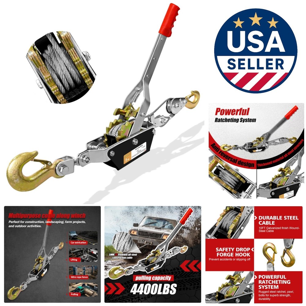 Durable Heavy-Duty Cable Winch Puller with Safety Latches for Secure Operations