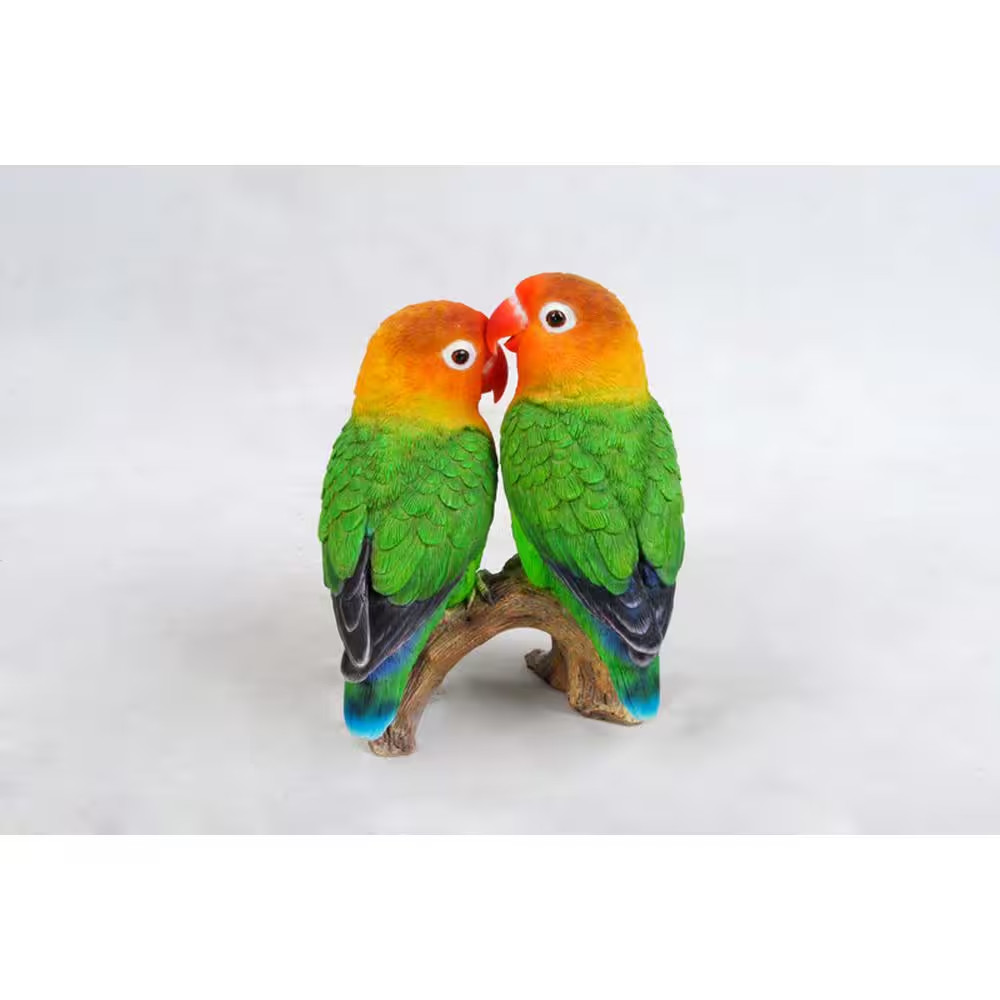 Lovebird Parrots on Branch Statue