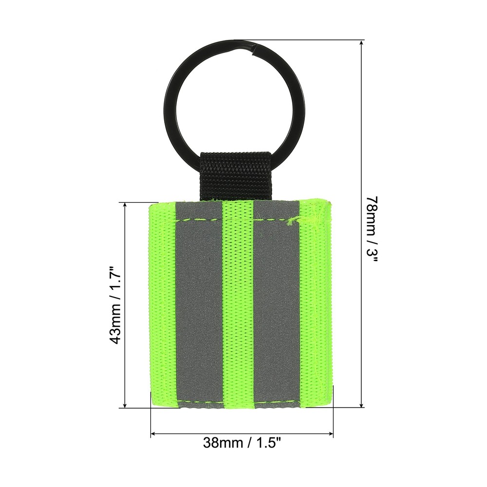 Reflective Keychain Tags, 12pcs Double Sided Zipper Pulls, Fluorescent Green
