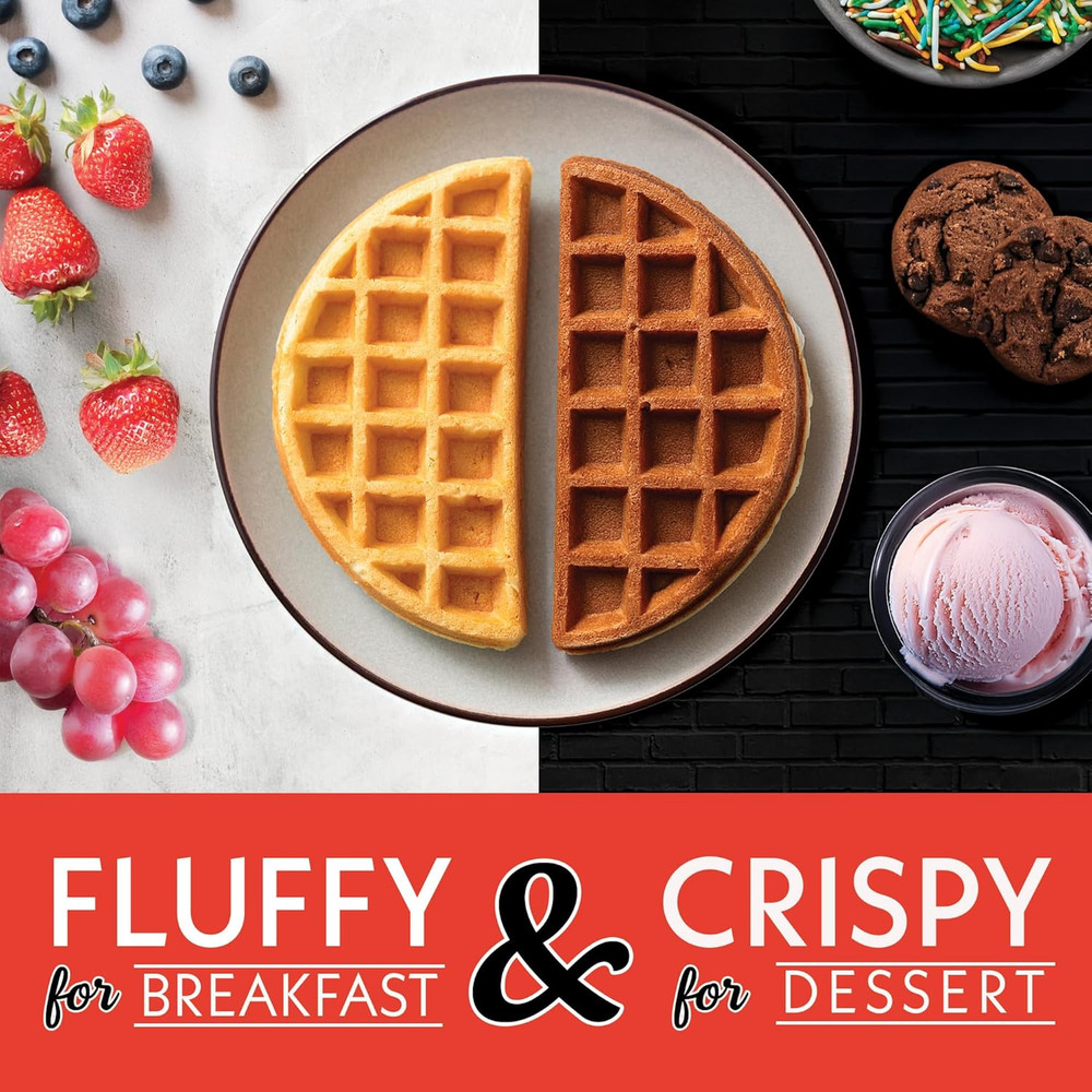 Compact Belgian Waffle Maker Nonstick Plates Adjustable Browning