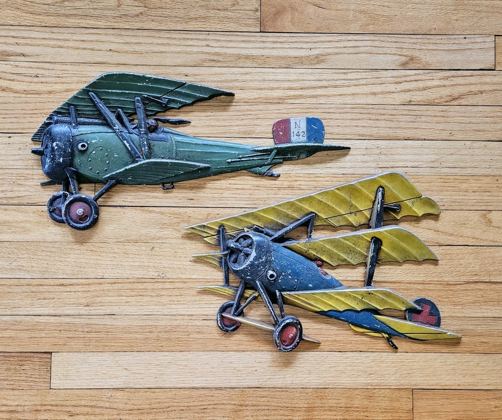 (2) Vintage Cast Iron Airplanes Wall Decor!