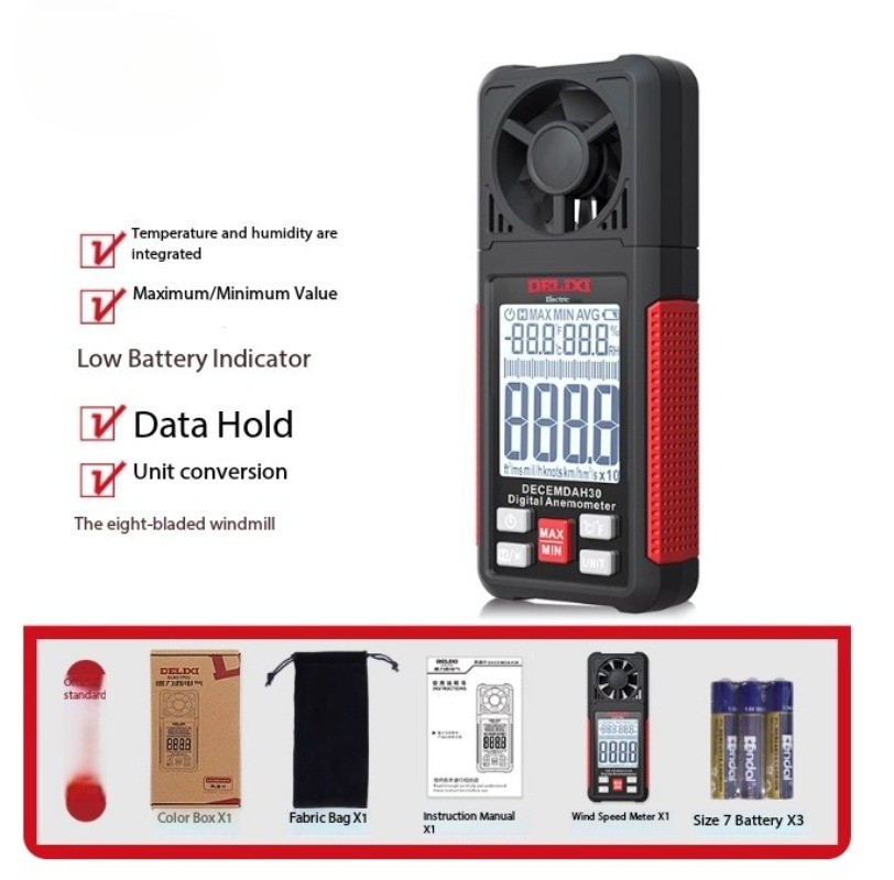 Wind Speed Meter Anemometer Digital Display Wind Speed Tester Airflow Tester