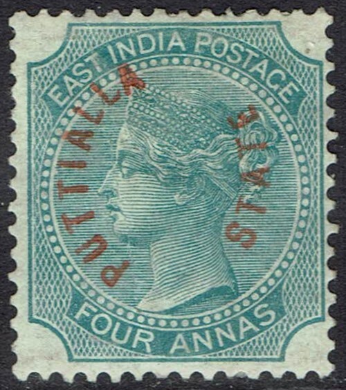 PATIALA STATE 1884 QV 4A VERTICAL OVERPRINT