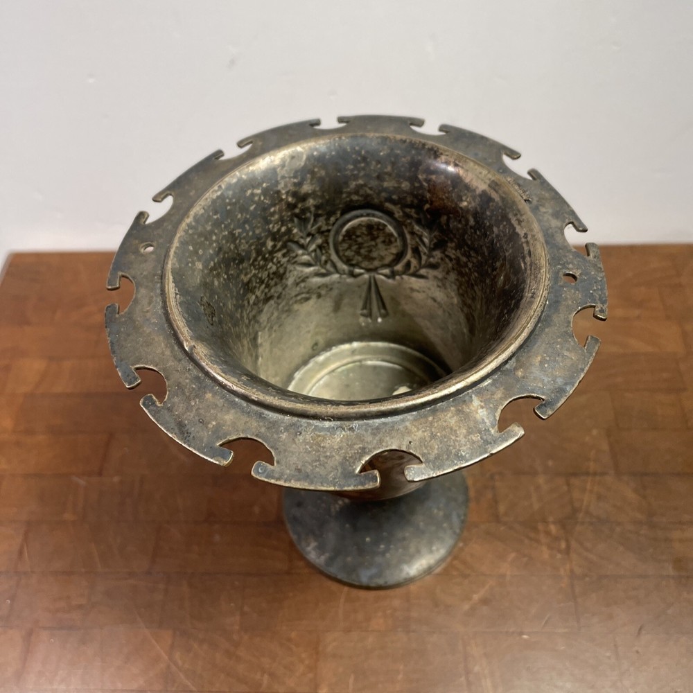 Antique Silverplate? Spooner Sugar Container Spoon Holder Monogram Cup Rare 6"