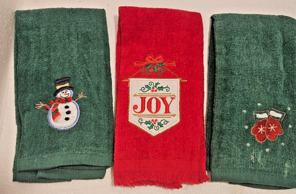 Three Festive Christmas Time Kitchen Towels