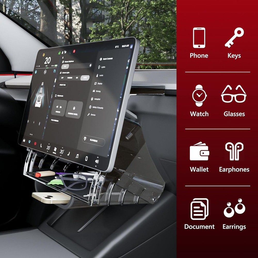 Concealable in-car storage compartment, black