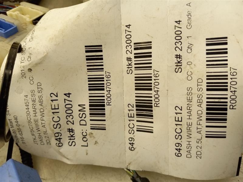 12 SCION TC DASH WIRE HARNESS 2.5L