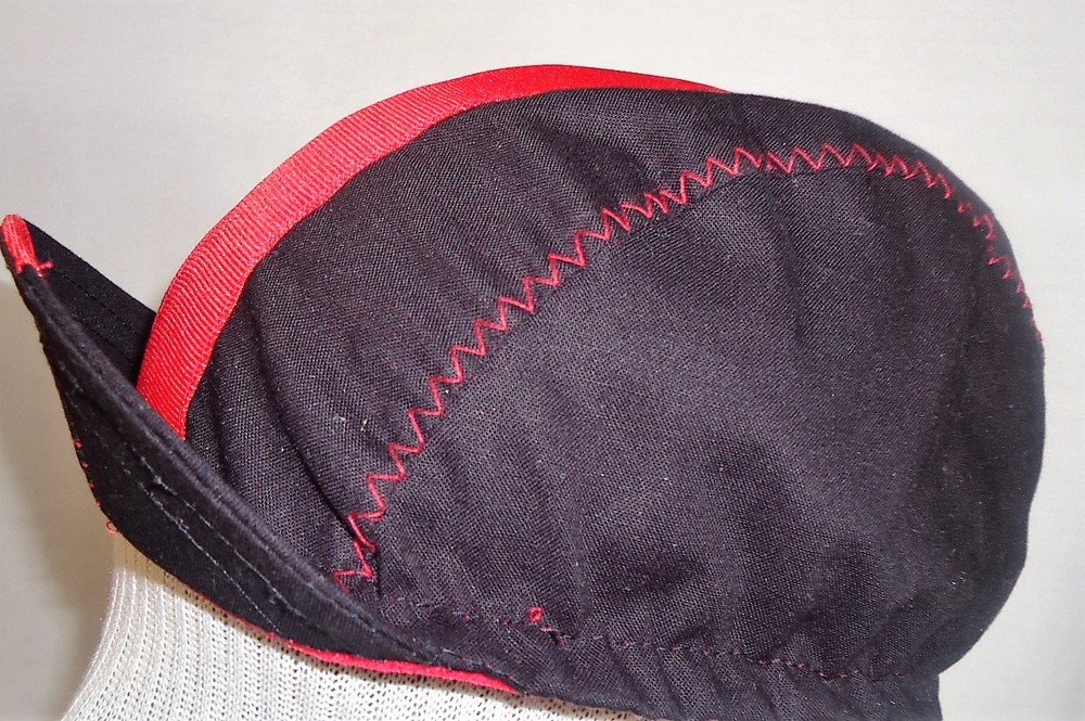 CYCLING CAP ONE SIZE COLOR BLACK STRAP RED 100% COTTON