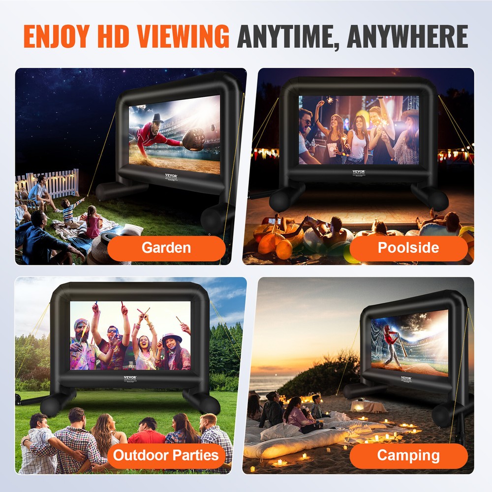 VEVOR Inflatable Movie Screen 16 FT Inflatable Projector Screen with Blower