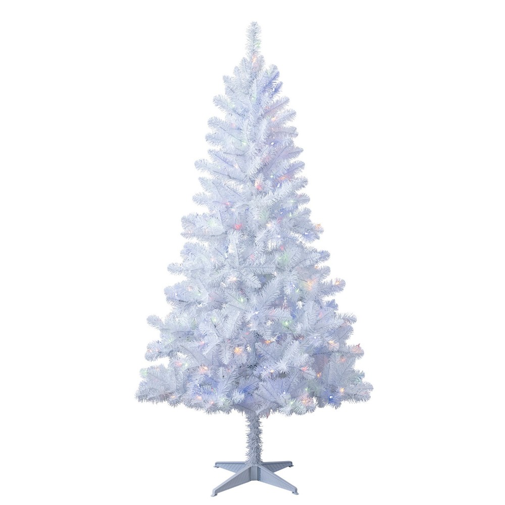 6.5' Pre-Lit White Madison Pine Christmas Tree Color-Changing Multi Lights