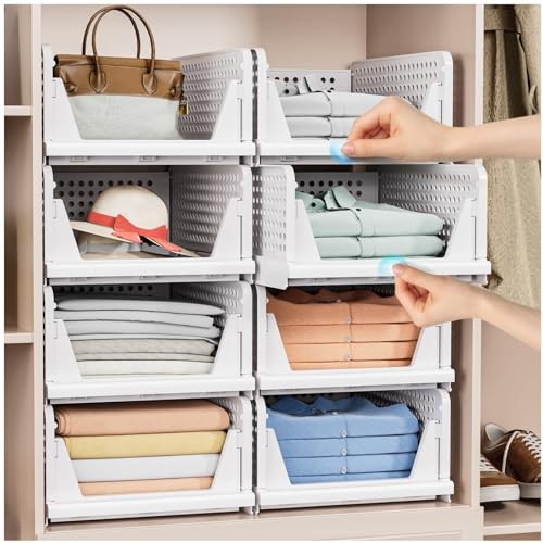 5 Pack Stackable Closet Storage Basket - Stackable Storage 5 Pack White White