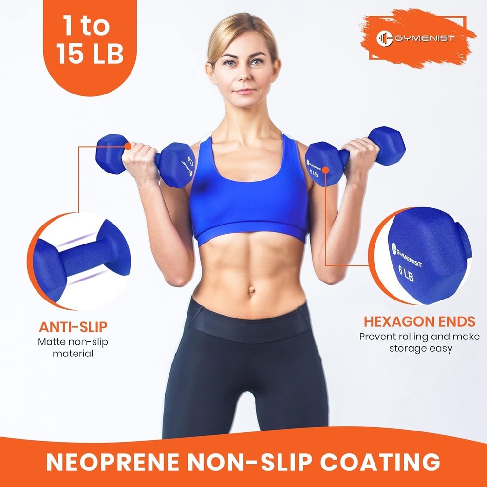 Compact Neoprene Dumbbells Pair - 2 Pack, Perfect for Cardio & Strength Training