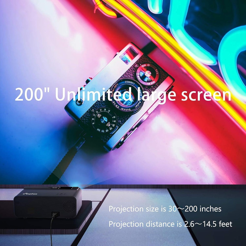 AELEPHAS W13 Mini Projector for iPhone, ELEPHAS 2020 WiFi, 480p Native - BLACK