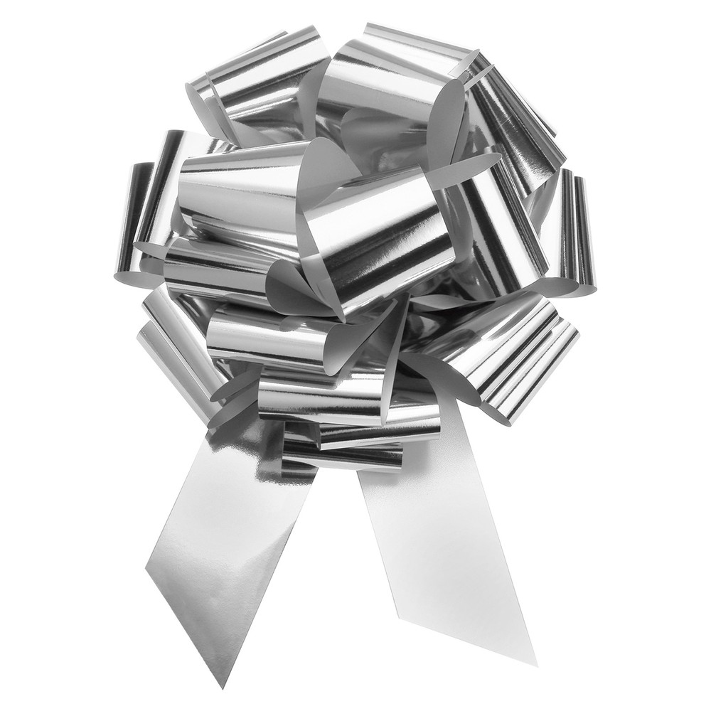18 Inch Extra Giant Large Pull Bow Christmas Metallic Ribbon Silver