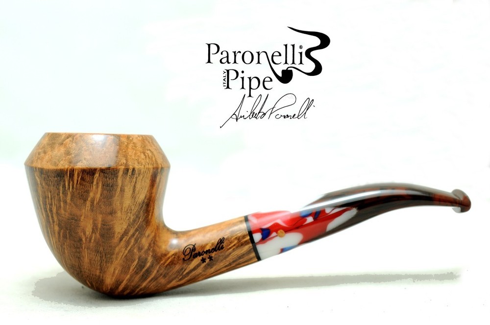 Brand new briar pipe PARONELLI half bent flame grain handmade