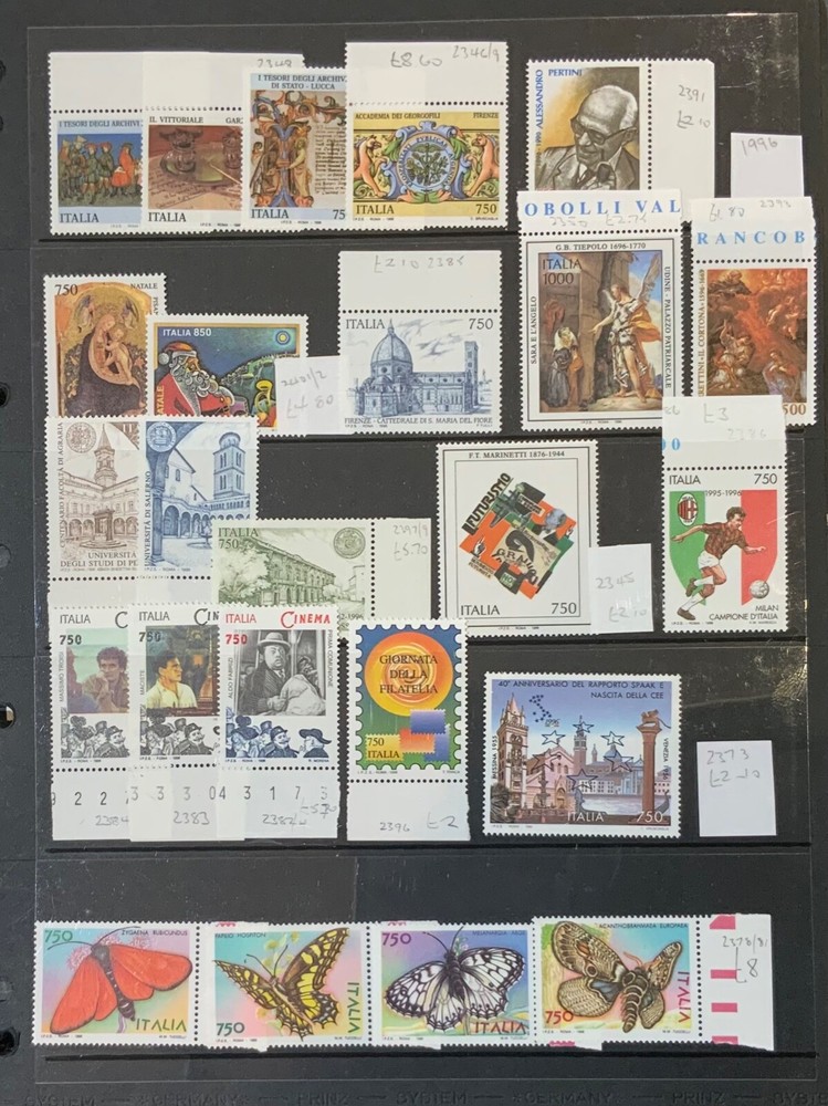ITALY 1996 COMMEMORATIVES UNMOUNTED SELECTION ..CAT £125