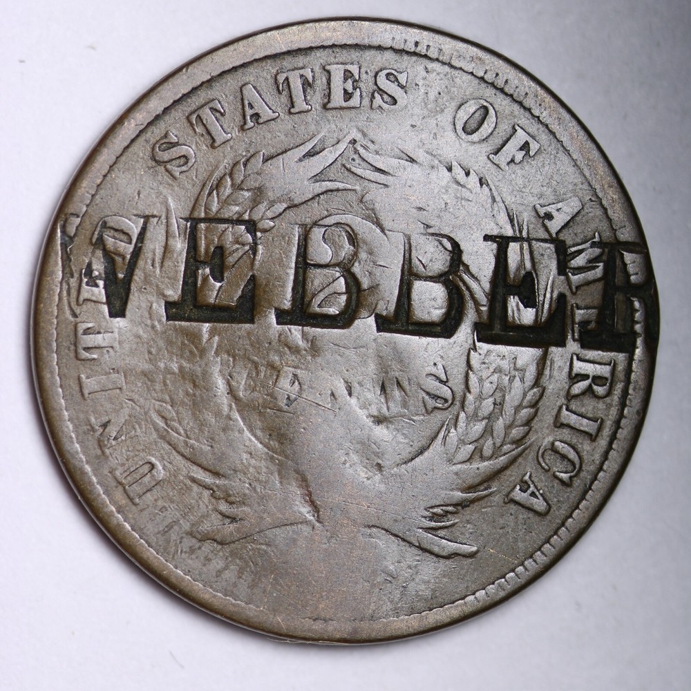 1868 Two Cent Piece COUNTERSTAMP WEBBER FREE SHIPPING E133 ANM