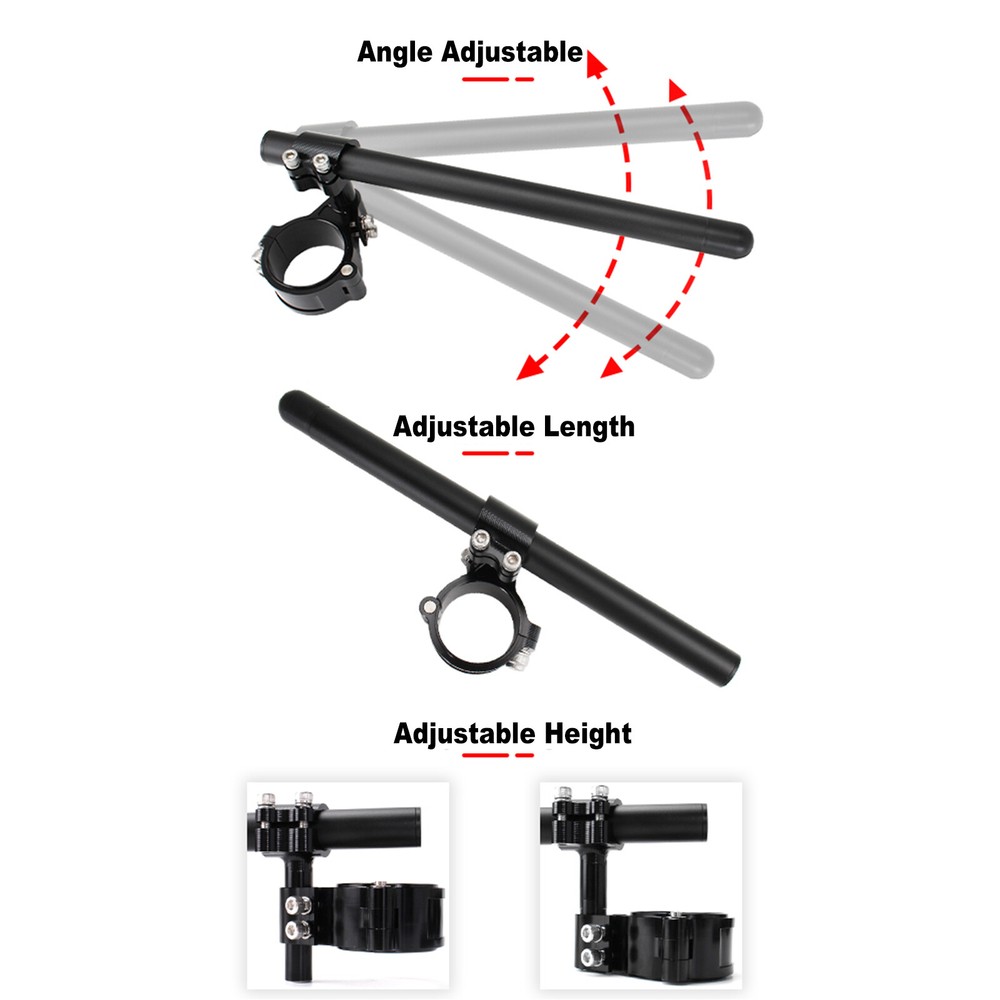 37-58mm Fork Tube Clip On Handlebars Riser Handle Bars Universal Fits Adjustable