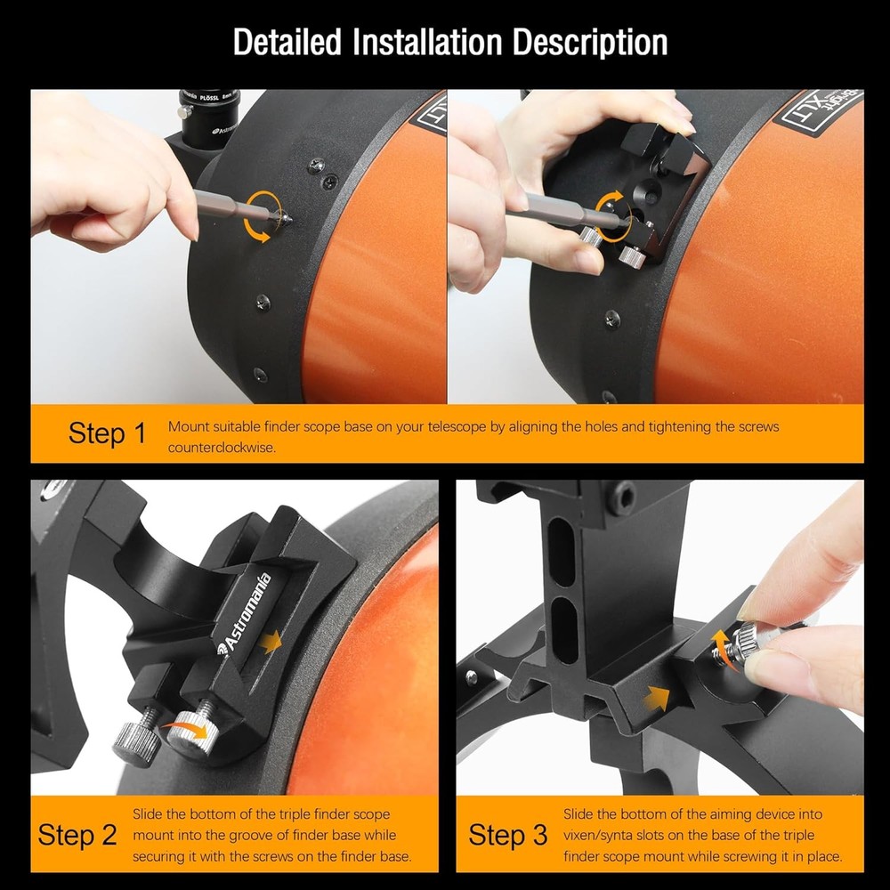 Telescope Finder Scope Mounting Bracket with Tripod Support
