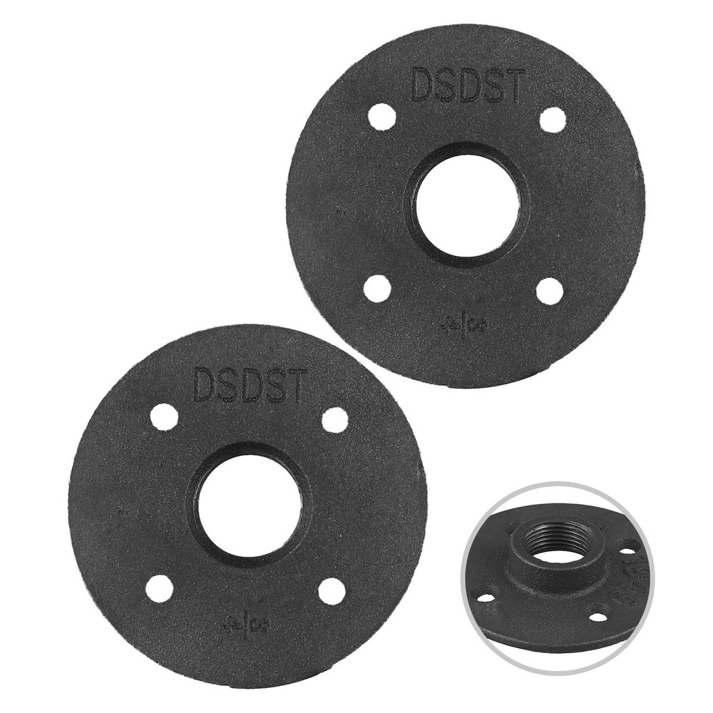 3/4 Black Painted Floor Flange with Threaded H 2 Pack Secure Installation
