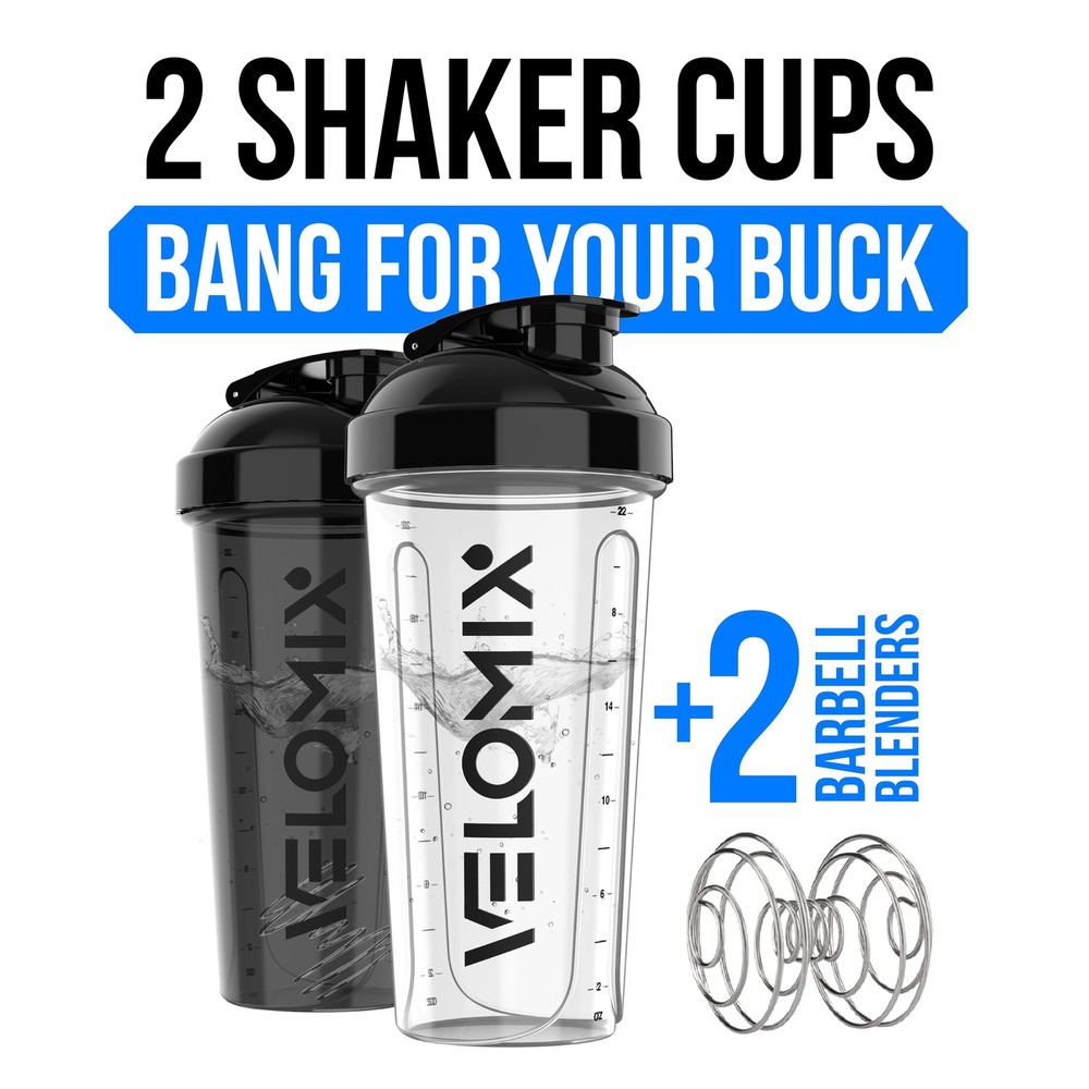 2 Pack 28Oz Protein Shaker Bottles with Wire Whisk Leakproof Shaker Cups