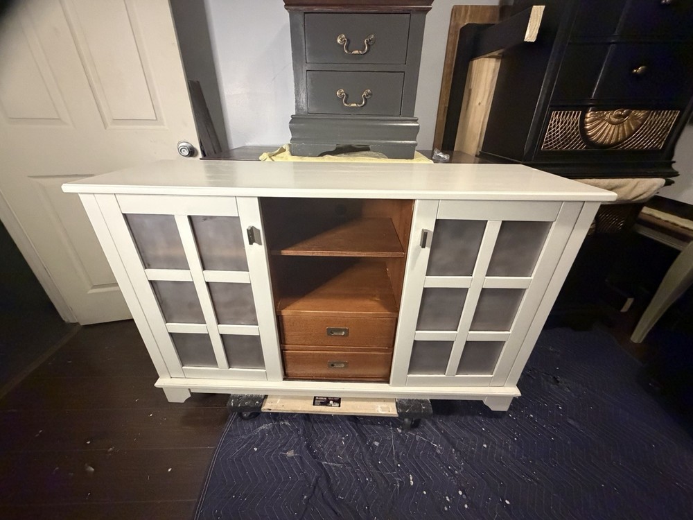 White Wood Sideboard Cabinet W/ Doors Storage Console