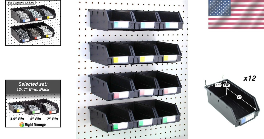 Hobby Supplies Organizer - 12 Pack Pegboard Bins