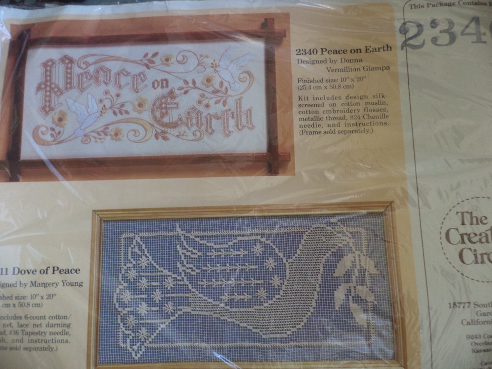 Creative Circle Embroidery Kit Peace On Earth NIP