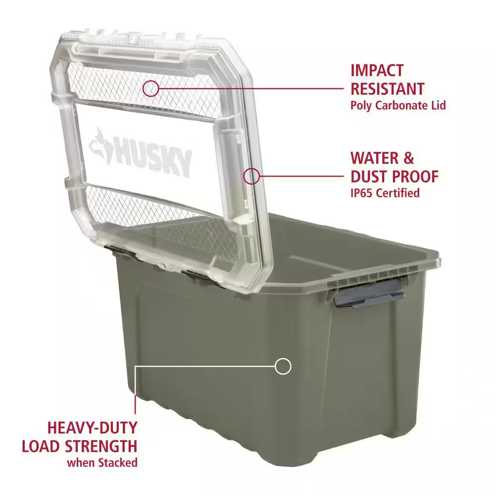 20 Gal. Professional Heavy Duty Waterproof Stackable Plastic Storage Container w