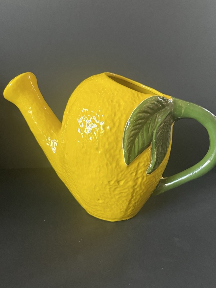 Hand Painted Lemon Shaped Pitcher 9”