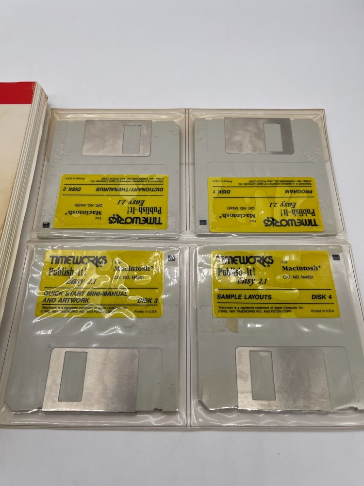 Timeworks Publish It! Easy Version 2.1 Macintosh User Manual + Original Disks