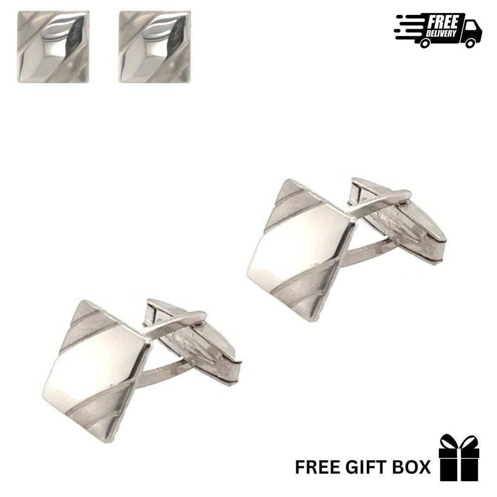 925 Sterling Silver Italy Square Cufflinks
