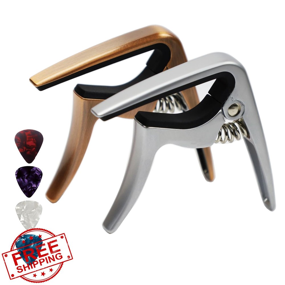 Ukulele Capo 2 Pack Soprano Concert Tenor Baritone Silver Copper