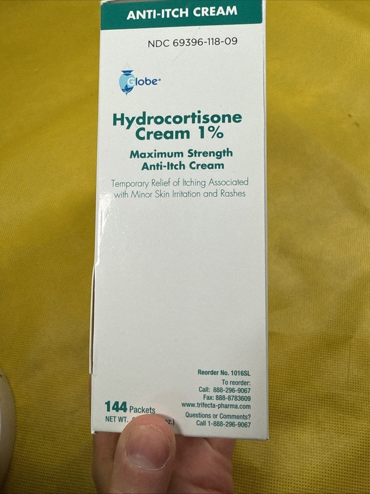 Globe (Box 144 Hydrocortisone 1% Maximum Strength Cream, 0.9g Single Packet BA3