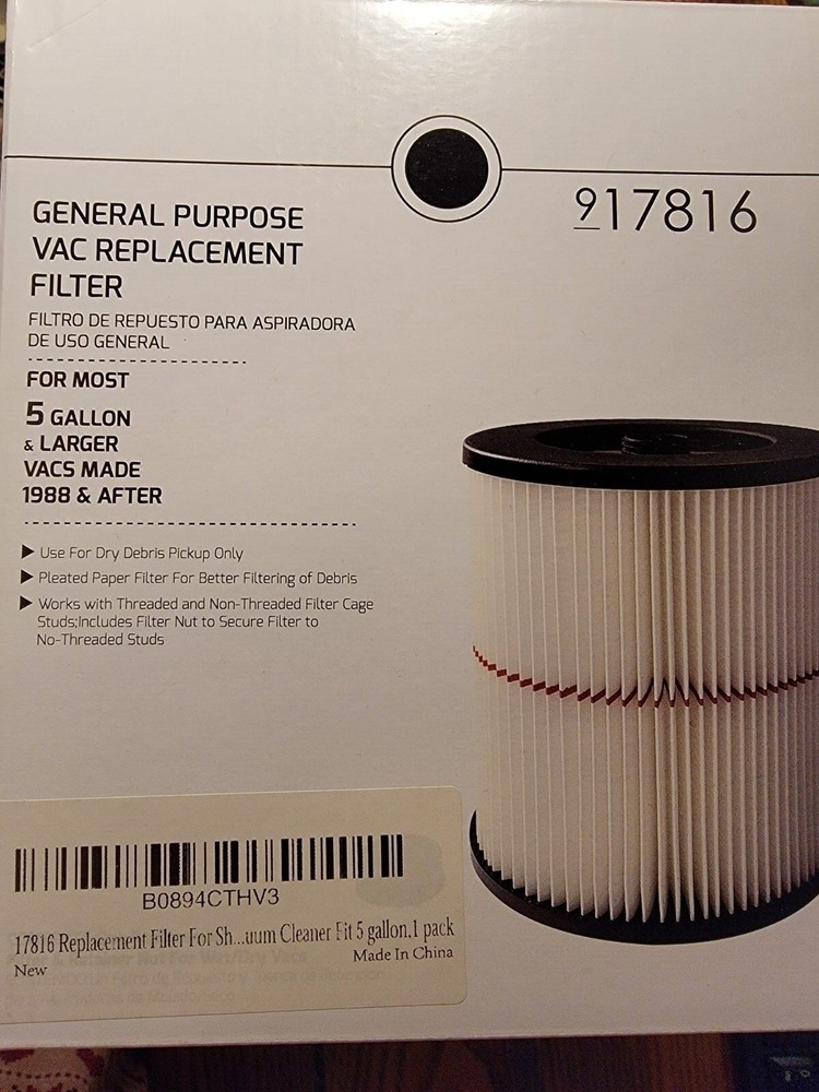 Super Air General Purpose Vac Replacement Filter