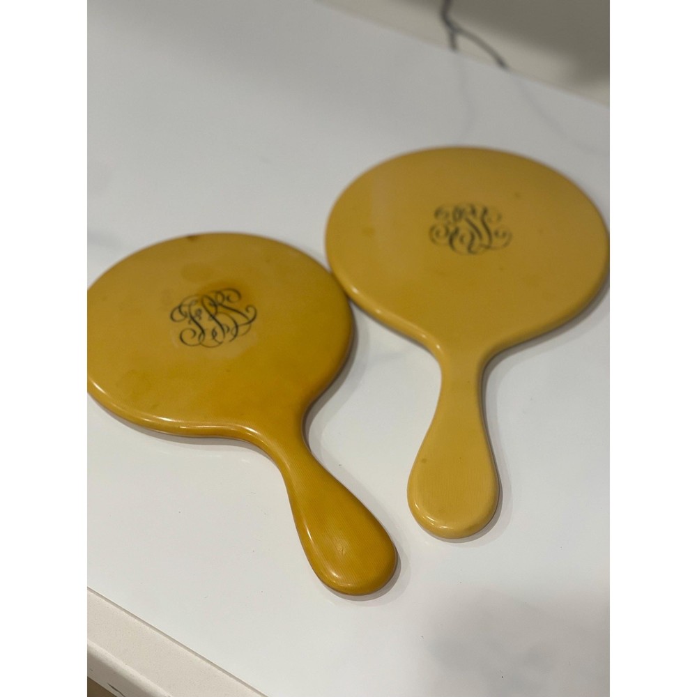 Vintage Celluloid Hand Mirrors "Pyralin" Vanity Set
