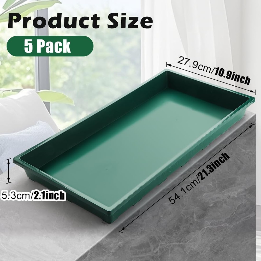 1020 Nursery Pots Trays 5 Pack, Plastic Flat Seed Starter Trays, Durable Seed...