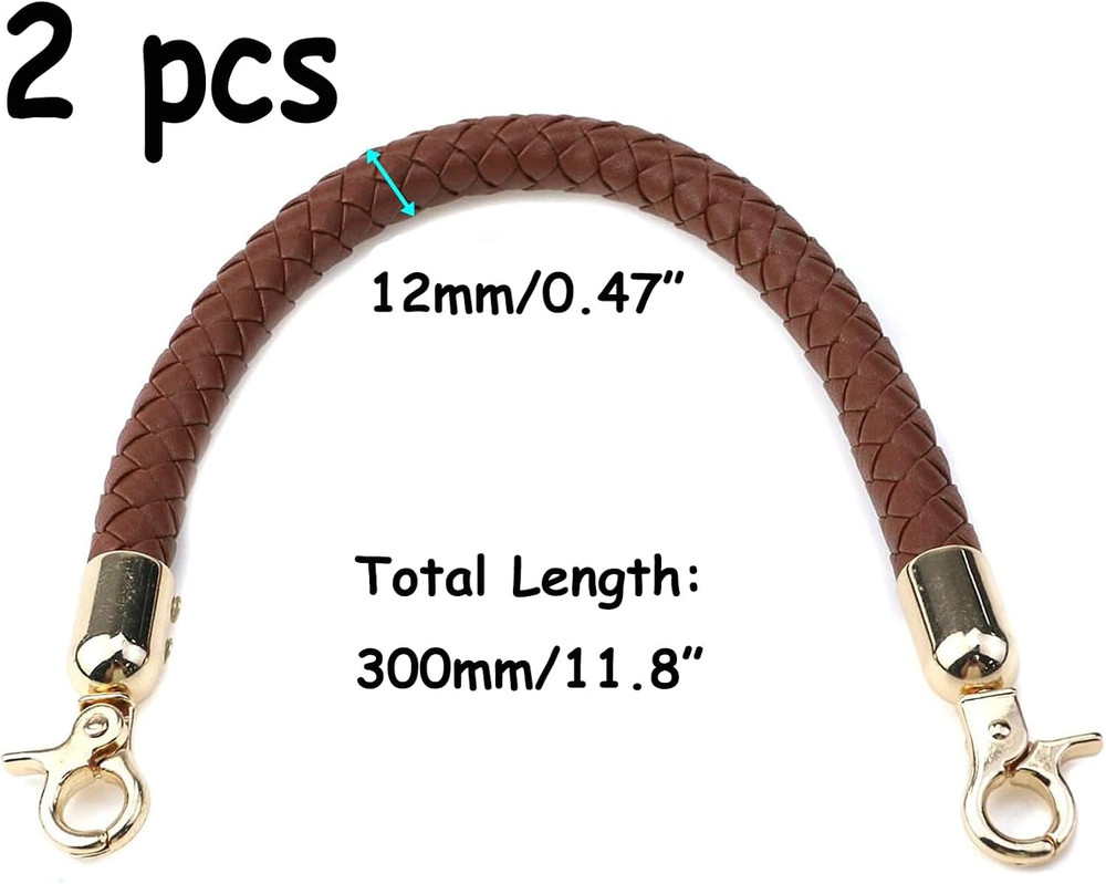 2Pcs PU Leather Shoulder Strap,Braided Leather Replacement Purse Straps for Hand