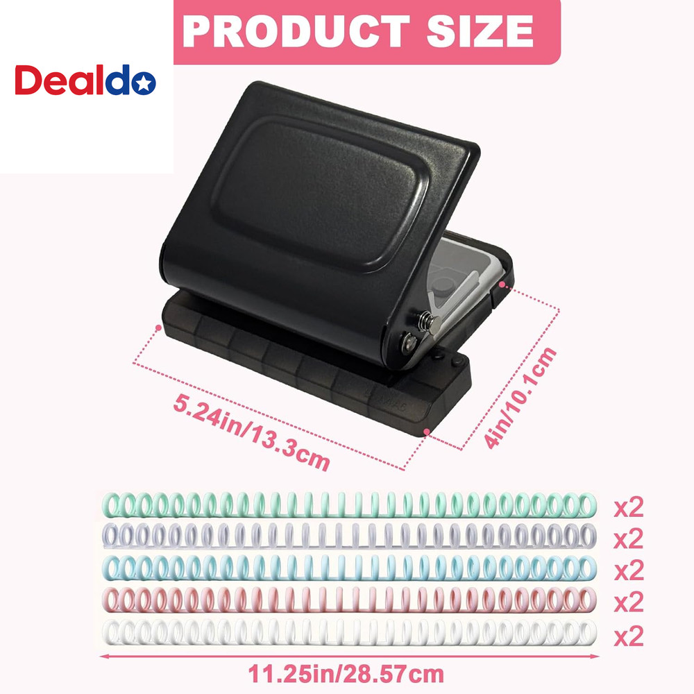 10 Hole Punch Binding Machine for Planner, Manual Binding System with 10 Multi-C