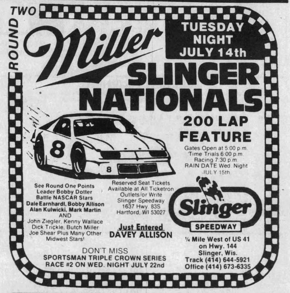 1987 #8 - 1:24 Scale Late Model Waterslide Decals - Slinger Super Speedway