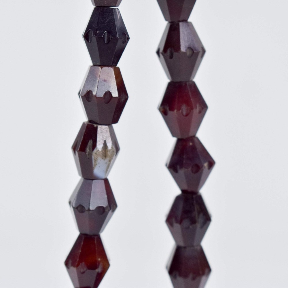 Carnelian Red Agate Faceted Bicone Trade Beads