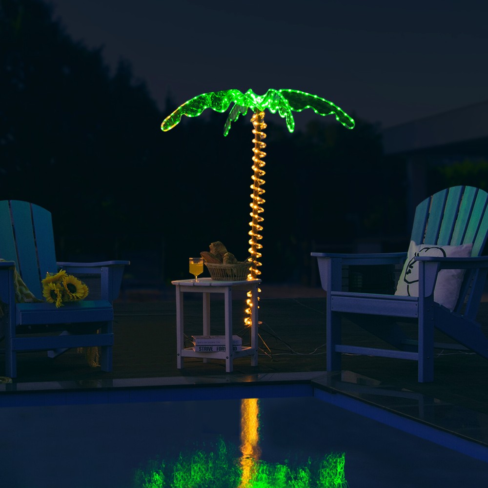 5 FT LED Rope Light Tropical Palm Tree Pre-Lit Artificial Palm Tree Decor